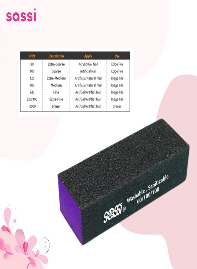 ساس سي مبرد أظافر ساسي بنفسجي 60/100/100 | قابل للغسل والتعقيم، يدوم طويلاً | للأظافر الأكريليك والجل والاصطناعية والطبيعية | عبوة نفطة | 6 قطع - Image 2